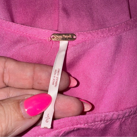 Free People Vibrant Pink Textured Dress Size Large Fully Lined Sleeveless - Picture 13 of 16